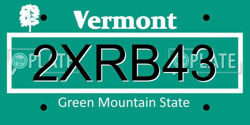 2XRB43 Vermont License Plate