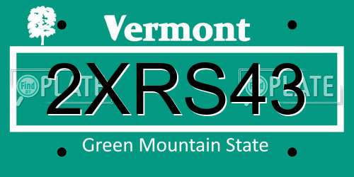 2XRS43 Vermont License Plate
