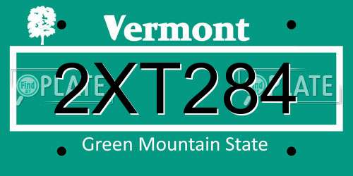 2XT284 Vermont License Plate