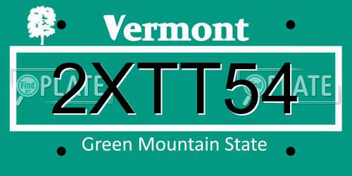 2XTT54 Vermont License Plate