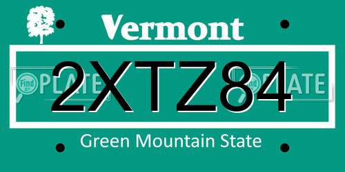 2XTZ84 Vermont License Plate