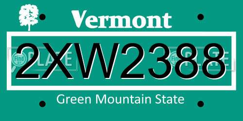 2XW2388 Vermont License Plate