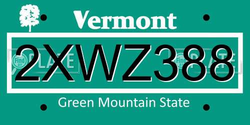 2XWZ388 Vermont License Plate