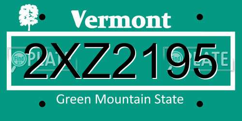 2XZ2195 Vermont License Plate