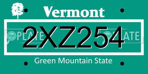 2XZ254 Vermont License Plate