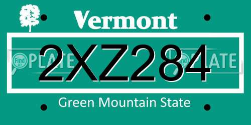 2XZ284 Vermont License Plate