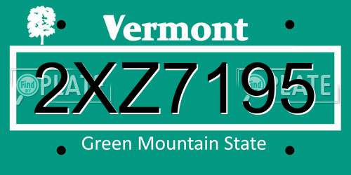 2XZ7195 Vermont License Plate
