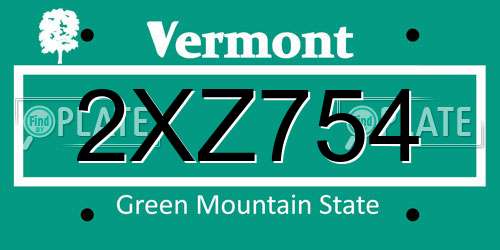 2XZ754 Vermont License Plate