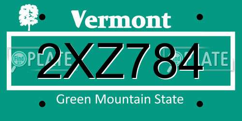 2XZ784 Vermont License Plate