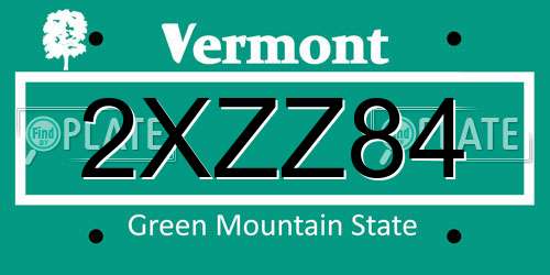 2XZZ84 Vermont License Plate
