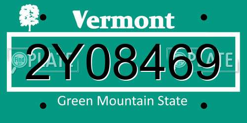 2Y08469 Vermont License Plate