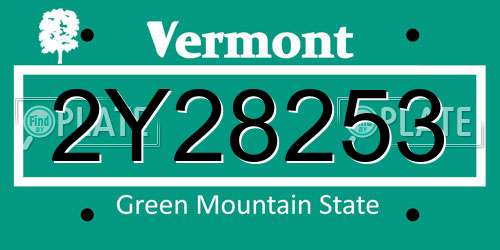 2Y28253 Vermont License Plate