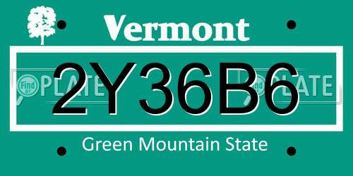 2Y36B6 Vermont License Plate