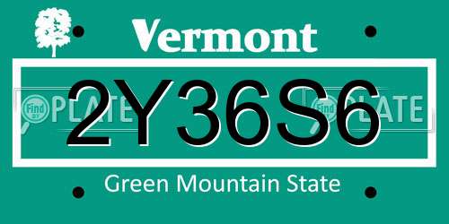 2Y36S6 Vermont License Plate
