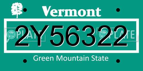 2Y56322 Vermont License Plate