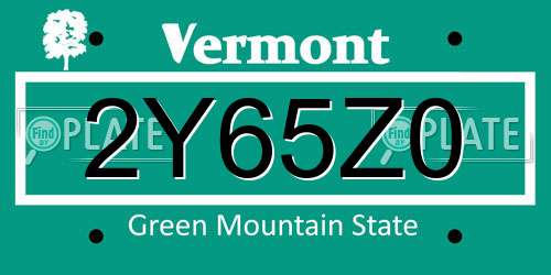2Y65Z0 Vermont License Plate