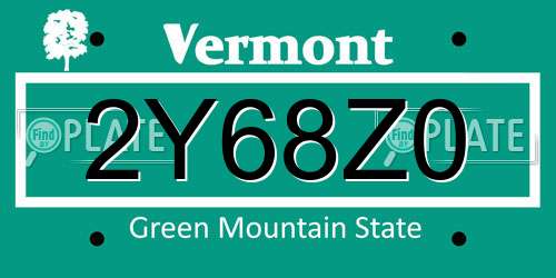 2Y68Z0 Vermont License Plate