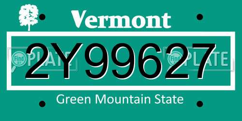 2Y99627 Vermont License Plate