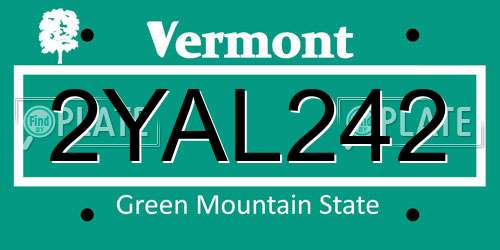 2YAL242 Vermont License Plate