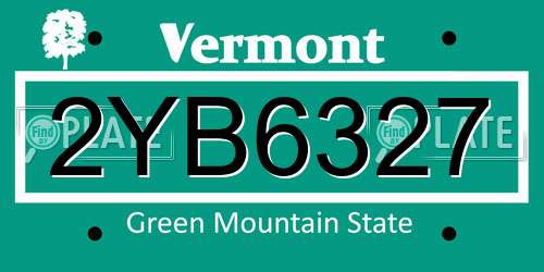2YB6327 Vermont License Plate