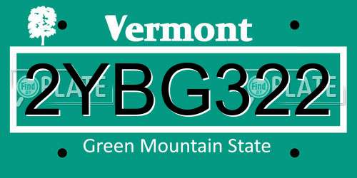 2YBG322 Vermont License Plate