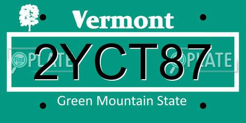 2YCT87 Vermont License Plate
