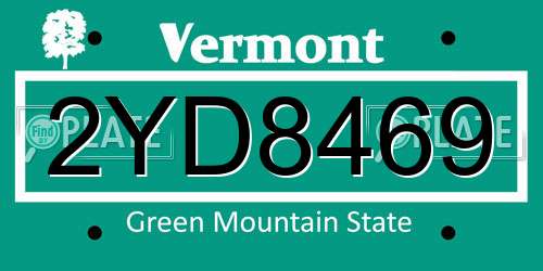 2YD8469 Vermont License Plate