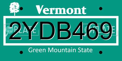 2YDB469 Vermont License Plate