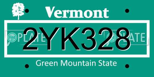 2YK328 Vermont License Plate