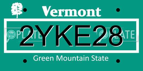 2YKE28 Vermont License Plate