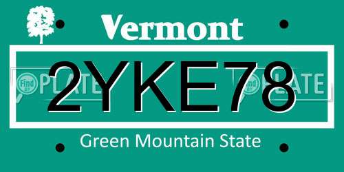 2YKE78 Vermont License Plate