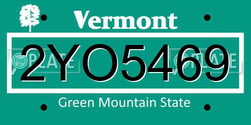 2YO5469 Vermont License Plate