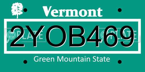 2YOB469 Vermont License Plate