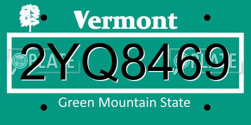 2YQ8469 Vermont License Plate