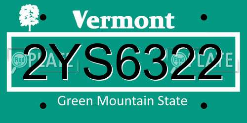 2YS6322 Vermont License Plate