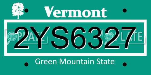 2YS6327 Vermont License Plate