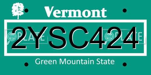2YSC424 Vermont License Plate