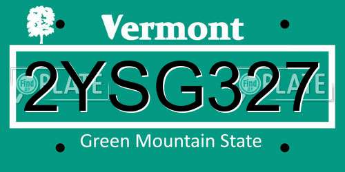 2YSG327 Vermont License Plate