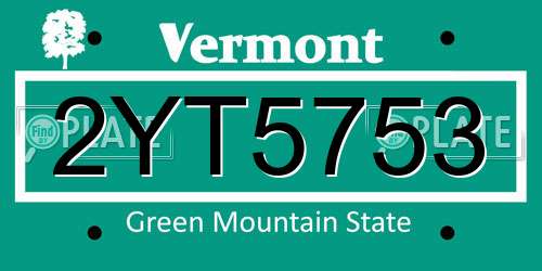 2YT5753 Vermont License Plate