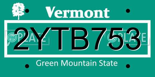 2YTB753 Vermont License Plate