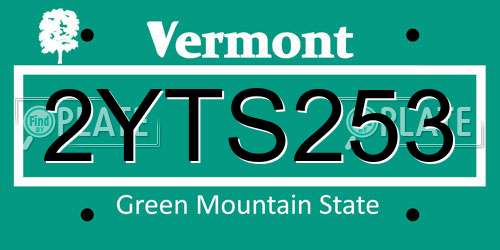 2YTS253 Vermont License Plate
