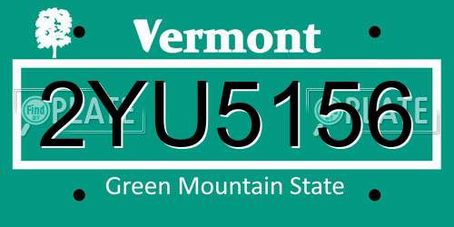 2YU5156 Vermont License Plate