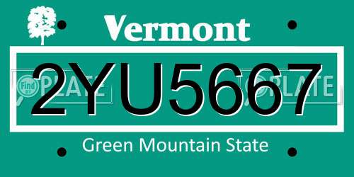2YU5667 Vermont License Plate