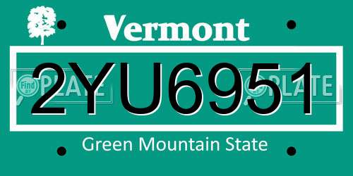 2YU6951 Vermont License Plate