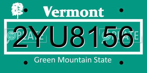 2YU8156 Vermont License Plate