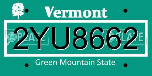2YU8662 Vermont License Plate