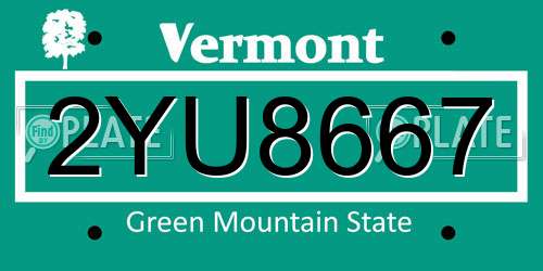 2YU8667 Vermont License Plate