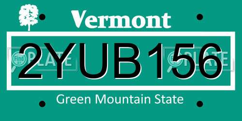 2YUB156 Vermont License Plate