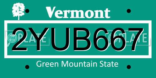 2YUB667 Vermont License Plate