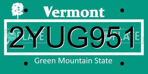 2YUG951 Vermont License Plate